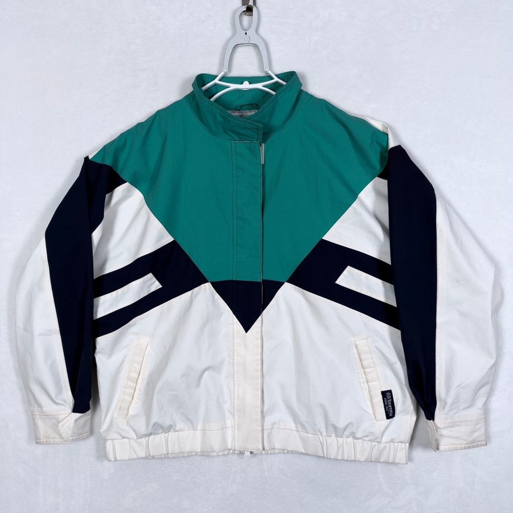 Vintage Tourney Vintage Gore-Tex Windbreaker Jacket Teal Navy White Large